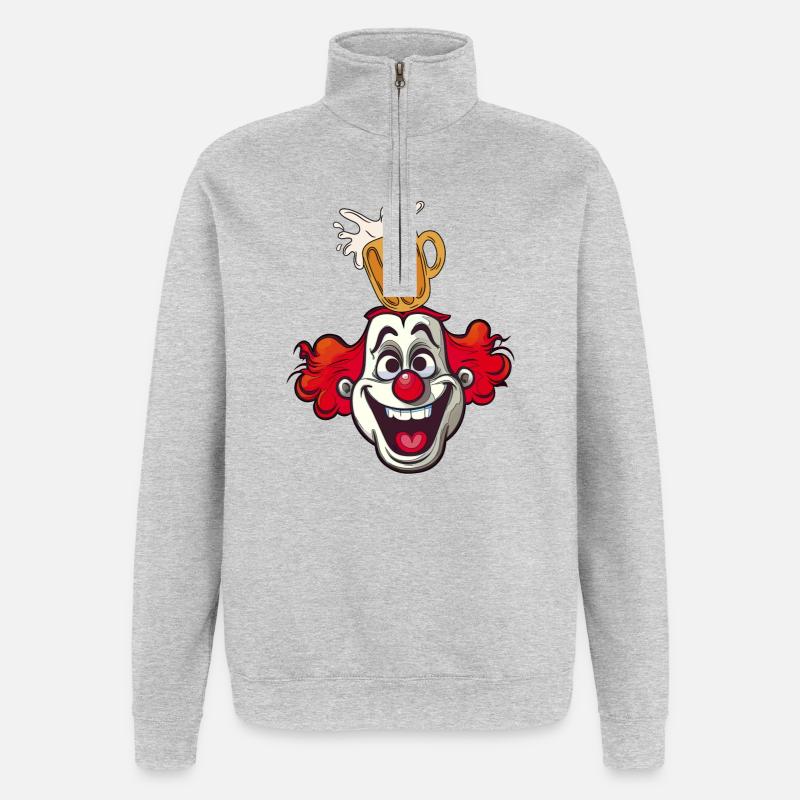 Clown mit Bierglas Splash Karnevalkostüm - Quarter-Zip-Sweatshirt - Grau meliert