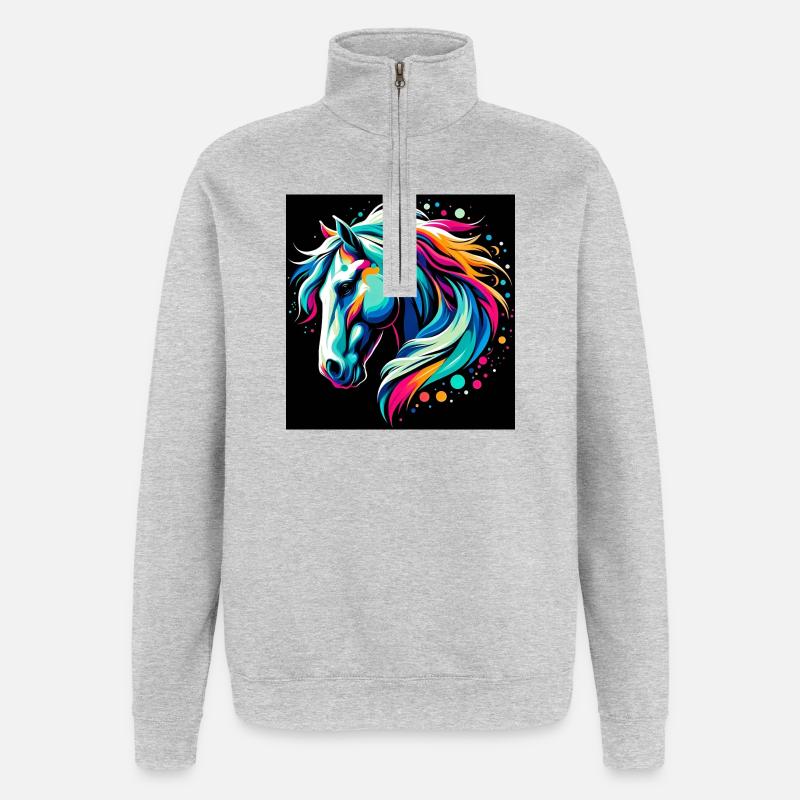 Horse - Quarter-Zip Sweatshirt - heather grey