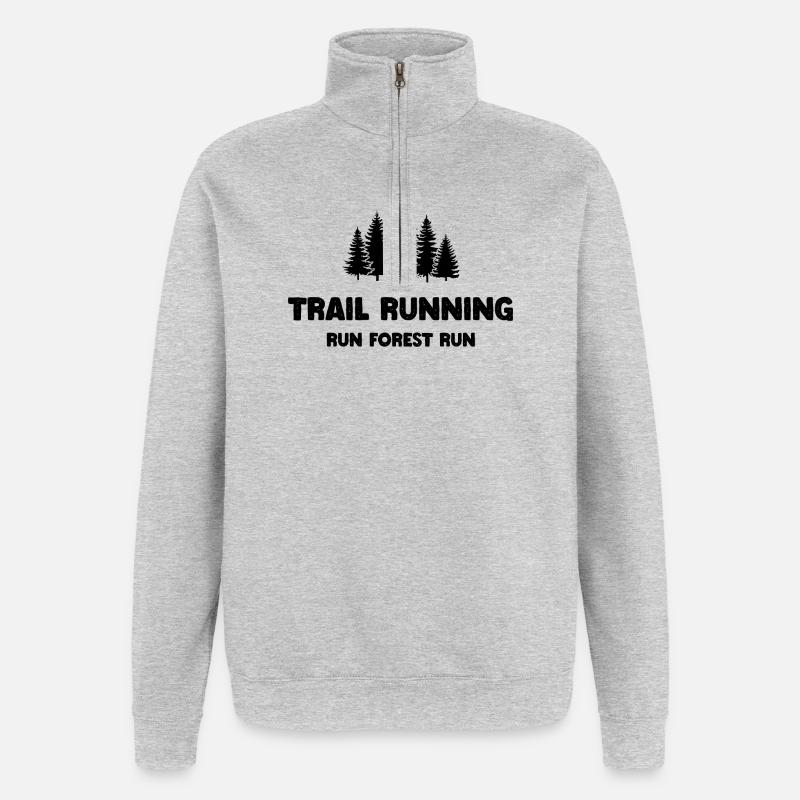 Trailrunning - Run Forest Run - Quarter-Zip-Sweatshirt - Grau meliert