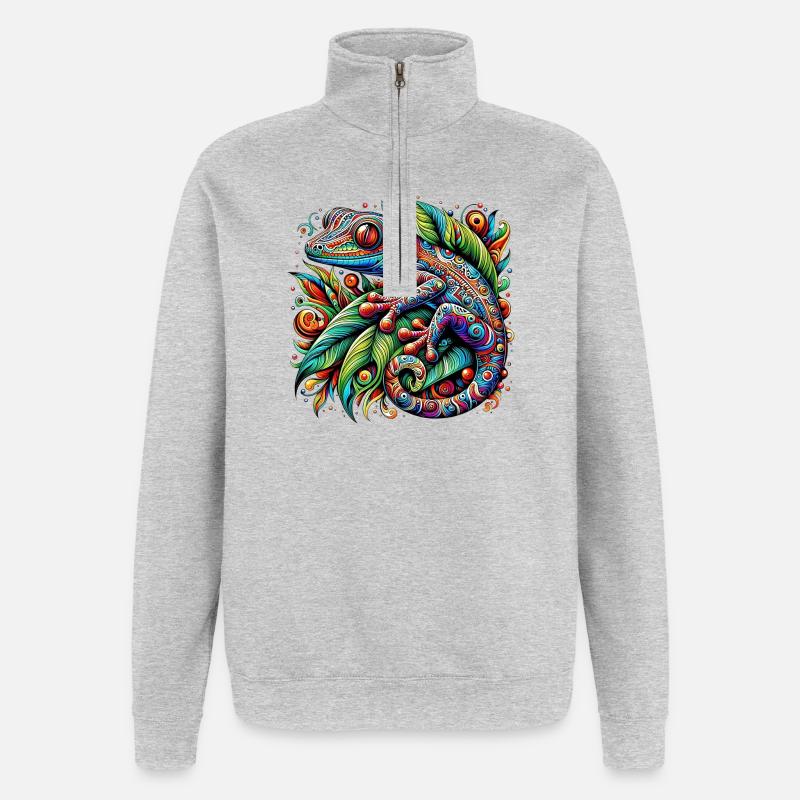 Gecko - Sweat à zip 1/4 - gris chiné