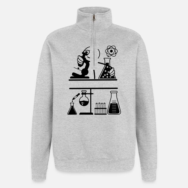 Lab with stickmen looking into microscope - Quarter-Zip Sweatshirt - heather grey