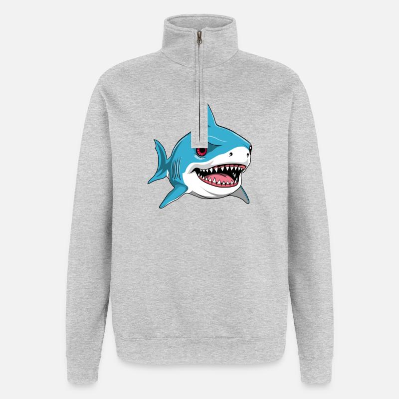 Mignon Petit Requin - Sweat à zip 1/4 - gris chiné