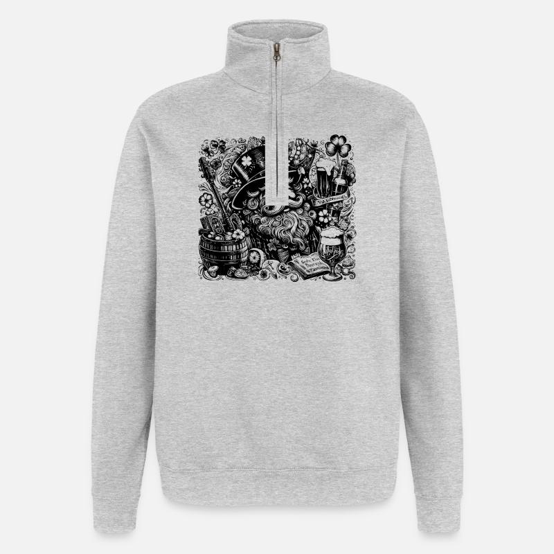 Saint-Patrick - Sweat à zip 1/4 - gris chiné