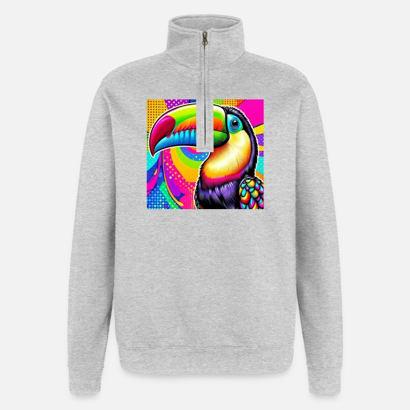 Tukan Pop Art - Quarter-Zip-Sweatshirt - Grau meliert