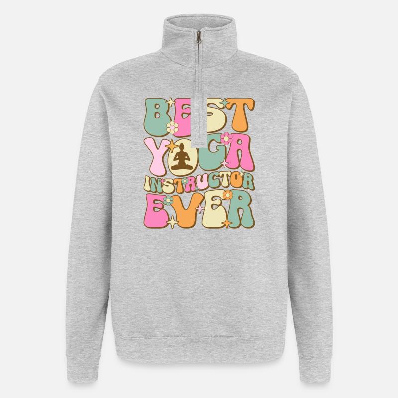 Bester Yogalehrer aller Zeiten - Quarter-Zip-Sweatshirt - Grau meliert
