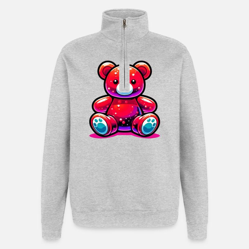 Bär - Quarter-Zip-Sweatshirt - Grau meliert
