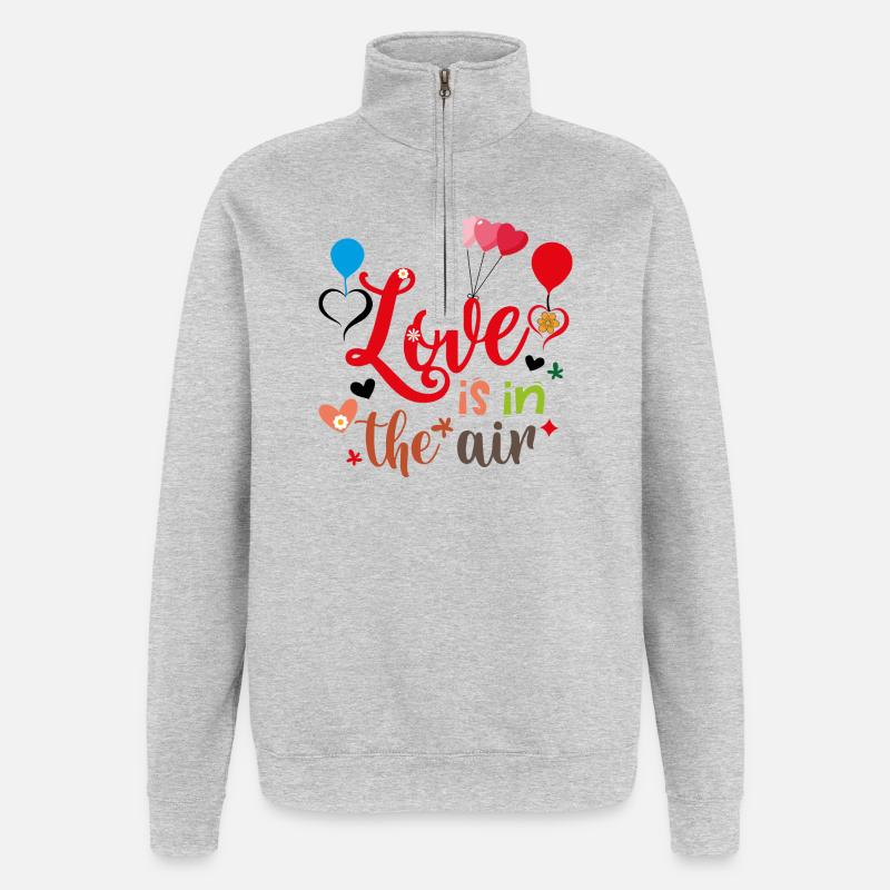 Liebe liegt in der Luft - Quarter-Zip-Sweatshirt - Grau meliert