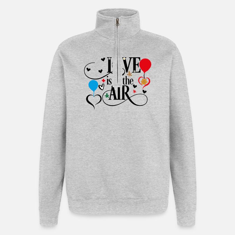 Liebe liegt in der Luft - Quarter-Zip-Sweatshirt - Grau meliert