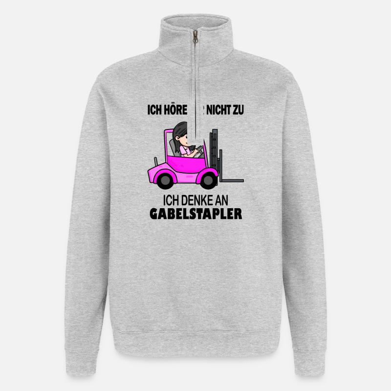 Staplerfahrerin Gabelstapler Lager Logistik Damen - Quarter-Zip-Sweatshirt - Grau meliert
