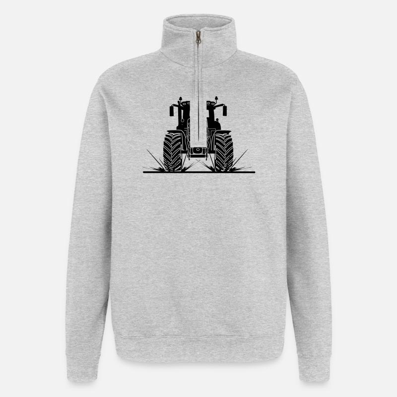 Traktor durch Schlamm - Quarter-Zip-Sweatshirt - Grau meliert
