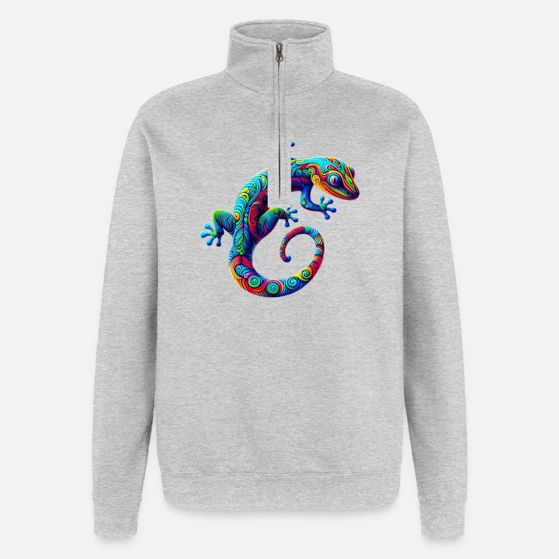 Gecko - Sweat à zip 1/4 - gris chiné