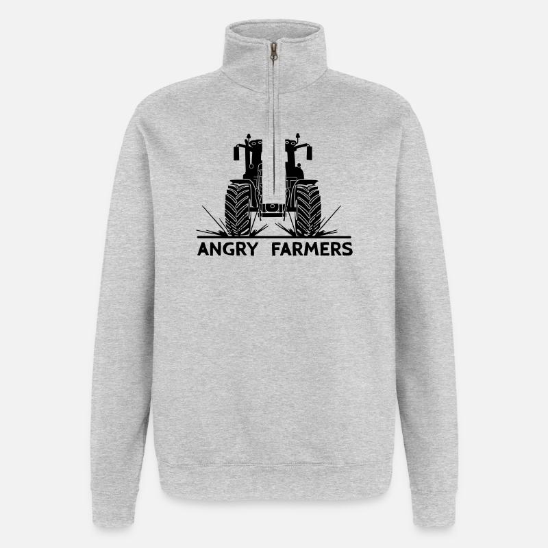 Tractor protest Angry farmers - Quarter-Zip Sweatshirt - heather grey