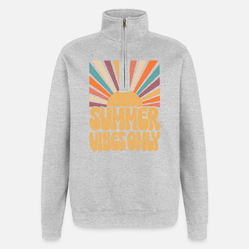 Nur Sommer-Vibes - Quarter-Zip-Sweatshirt - Grau meliert