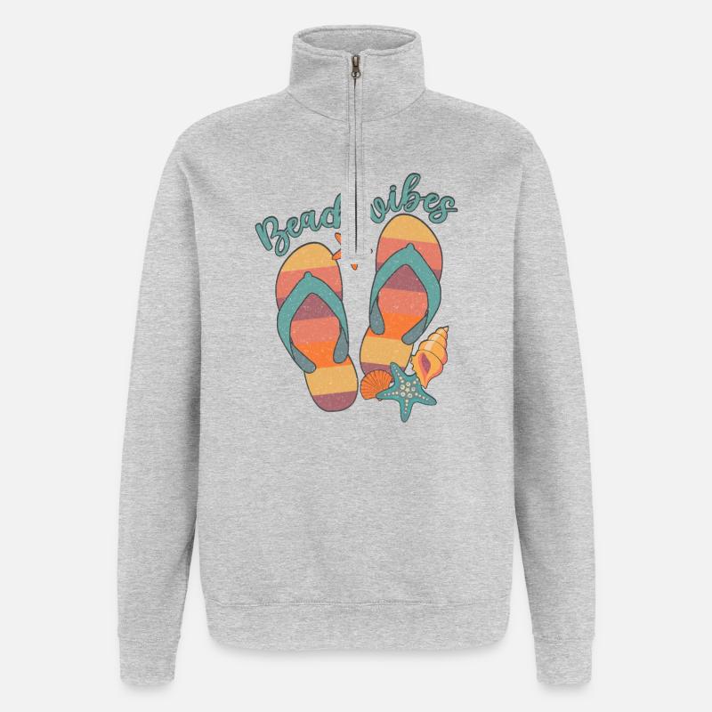 Strand-Vibes - Quarter-Zip-Sweatshirt - Grau meliert