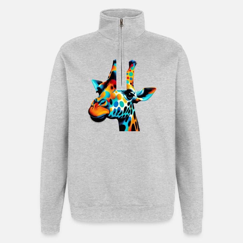 Giraffe Pop Art - Quarter-Zip Sweatshirt - heather grey