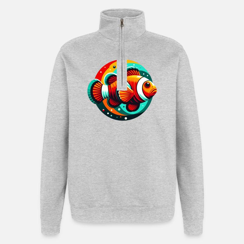 Clownfisch - Quarter-Zip-Sweatshirt - Grau meliert