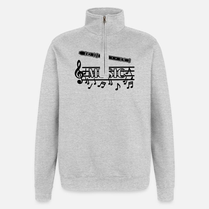 Blockflöten-Musik-Logo - Quarter-Zip-Sweatshirt - Grau meliert