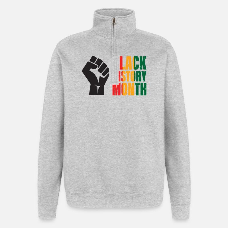 Mois de l'histoire des Noirs - Sweat à zip 1/4 - gris chiné