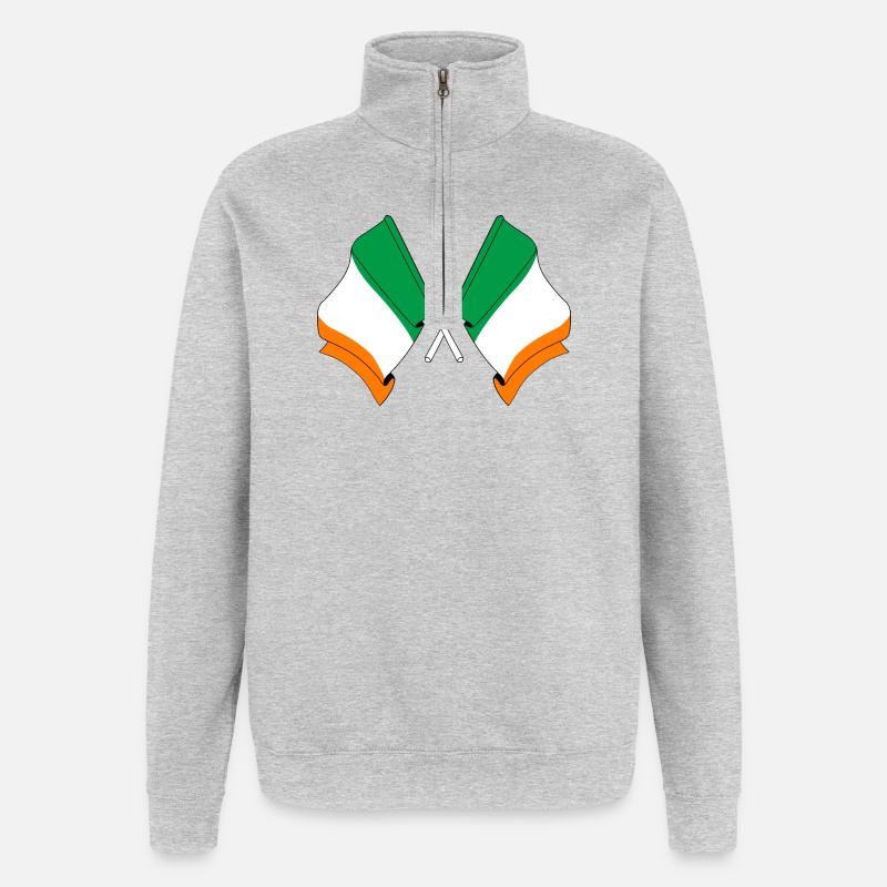 Zwei gekreuzte Flaggen Irlands - Quarter-Zip-Sweatshirt - Grau meliert