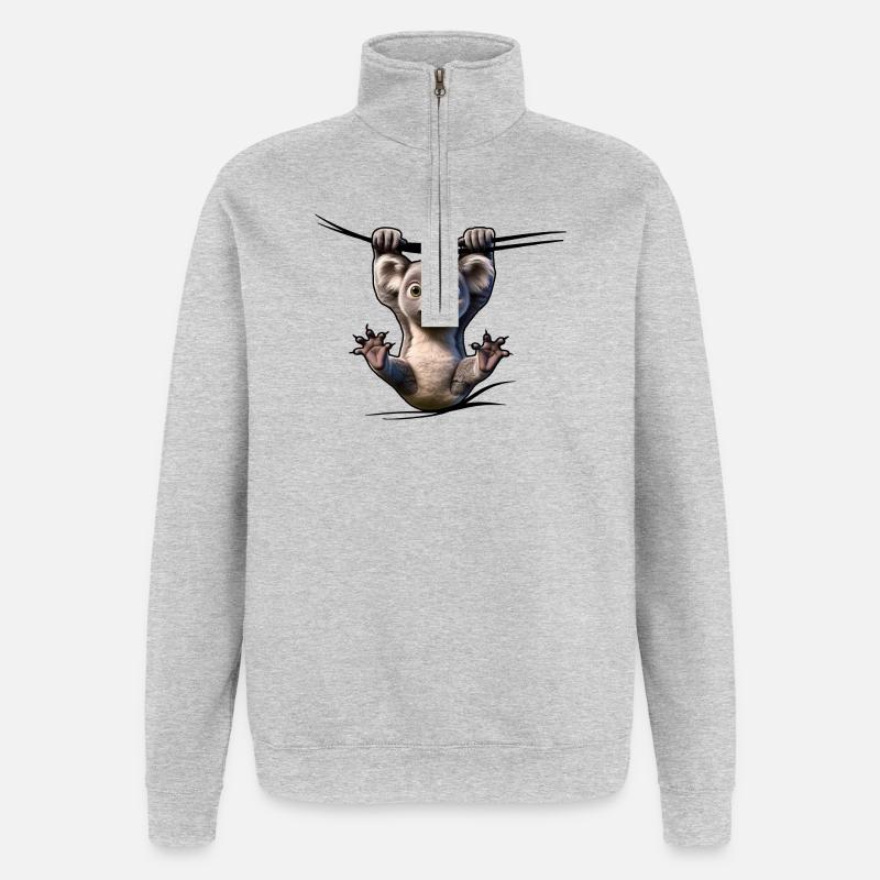 Kleiner Koala Hüpfer - Quarter-Zip-Sweatshirt - Grau meliert