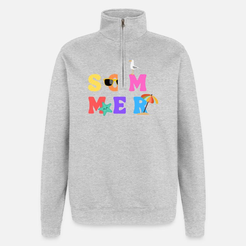 Sommer - Summer - Sommerliebe - Sonne - Sun - Quarter-Zip Sweatshirt - heather grey