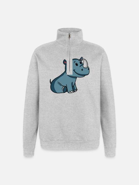 Rhino Nashorn - Quarter-Zip Sweatshirt - heather grey