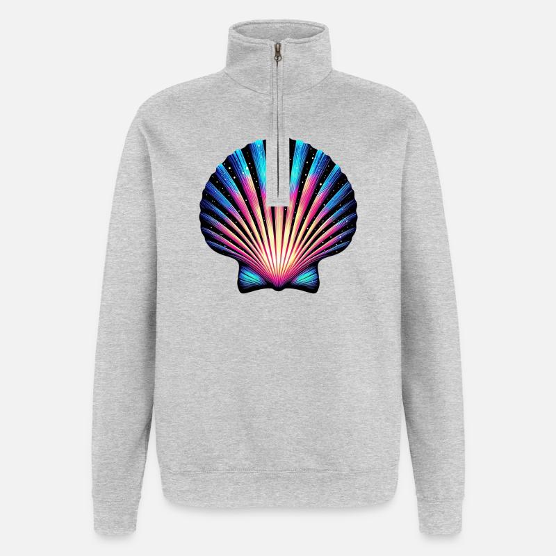 Coquille Saint-Jacques - Sweat à zip 1/4 - gris chiné
