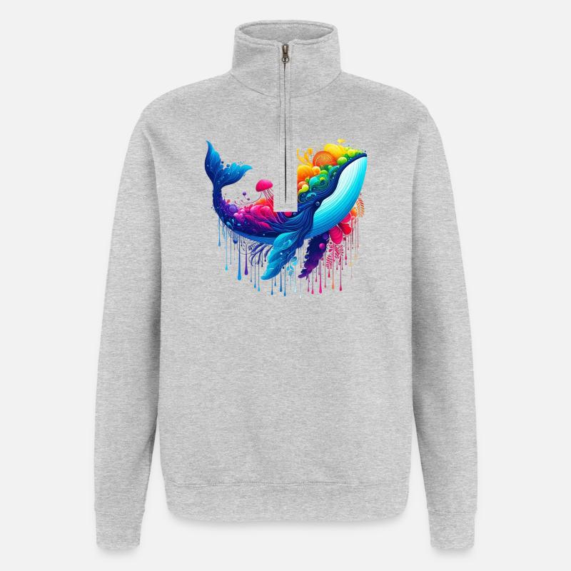 Wal - Quarter-Zip-Sweatshirt - Grau meliert