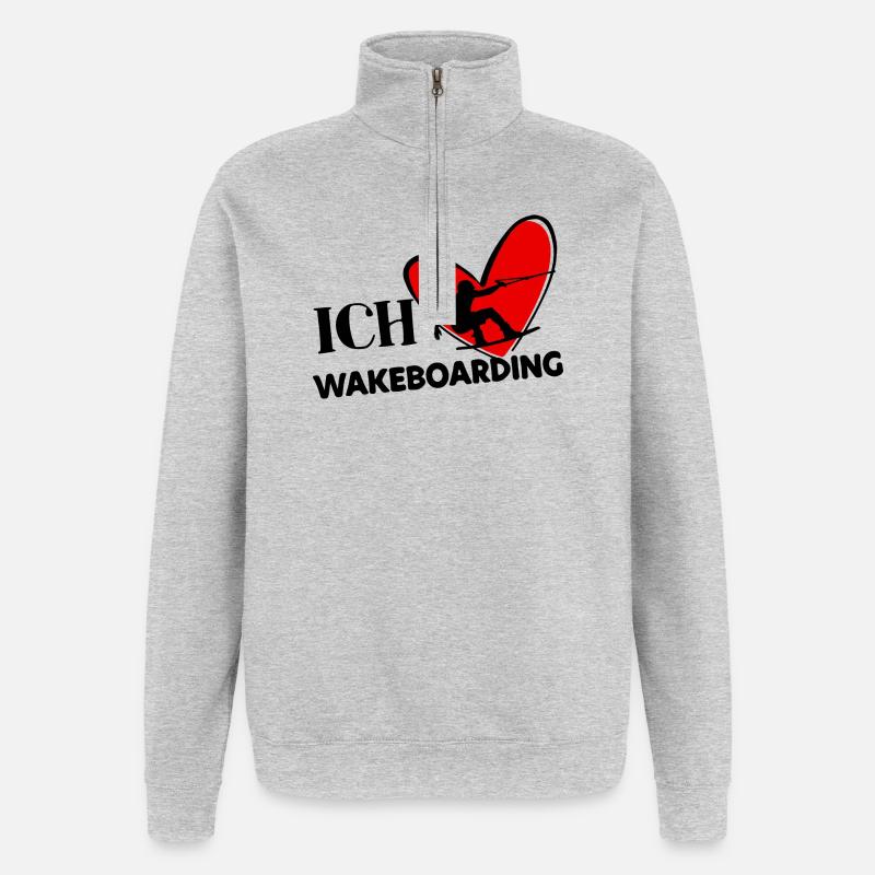 Wakeboard Surf Kitesurfer Déclaration Coeur Stunt - Sweat à zip 1/4 - gris chiné