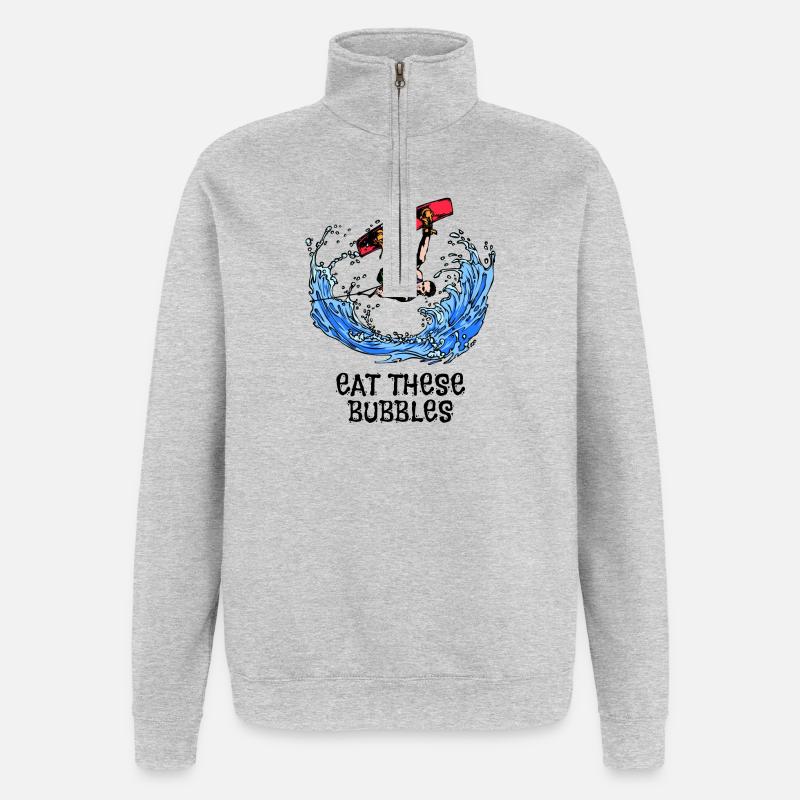 Surfing Kitesurfer Statement Wakeboard Surfboard - Quarter-Zip Sweatshirt - heather grey