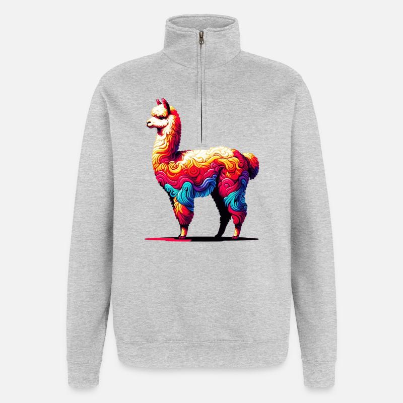 Alpaga - Sweat à zip 1/4 - gris chiné