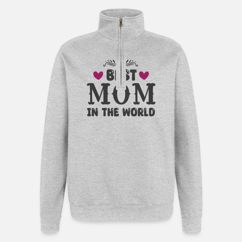 Beste Mama der Welt - Quarter-Zip-Sweatshirt - Grau meliert