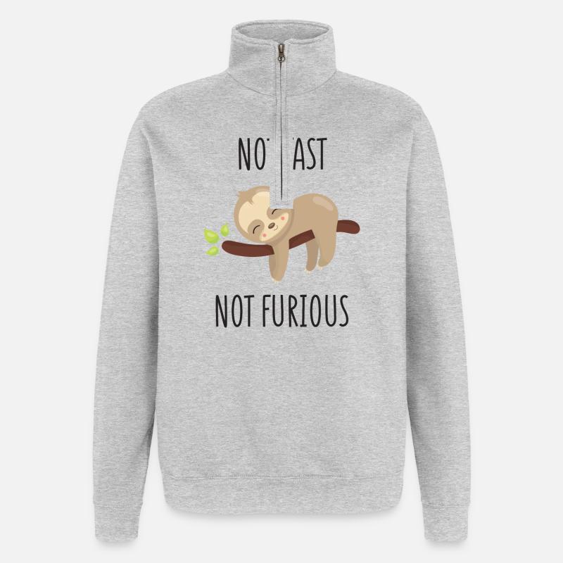 Nicht schnell, nicht wütend - Quarter-Zip-Sweatshirt - Grau meliert
