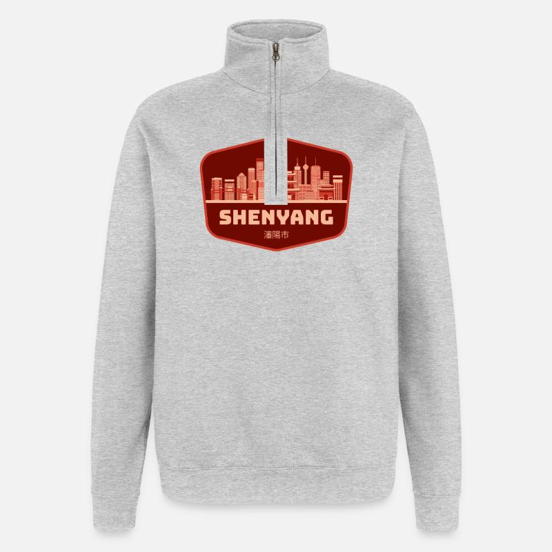 Shenyang Skyline Emblem - Quarter-Zip Sweatshirt - heather grey