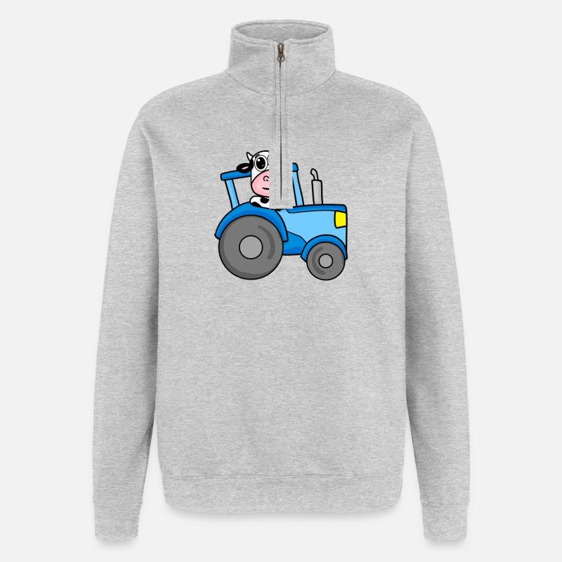 Ferme de tracteurs de vaches - Sweat à zip 1/4 - gris chiné