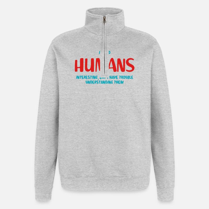 Menschen - Quarter-Zip-Sweatshirt - Grau meliert