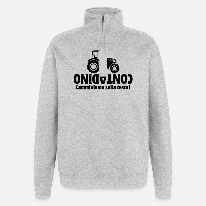 fermier, Italie, agriculteur - Sweat à zip 1/4 - gris chiné