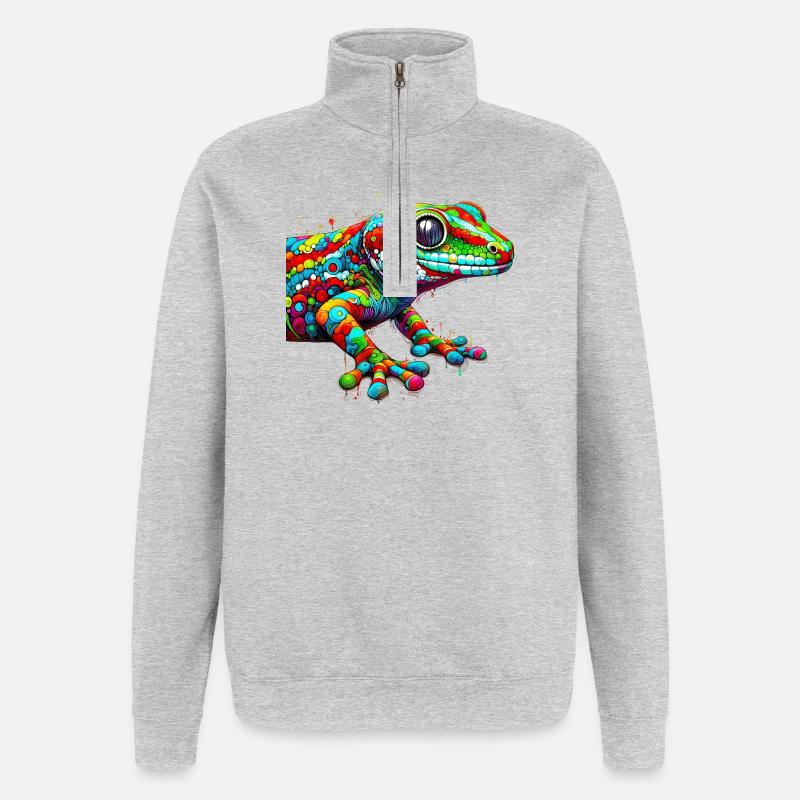 Gecko - Sweat à zip 1/4 - gris chiné