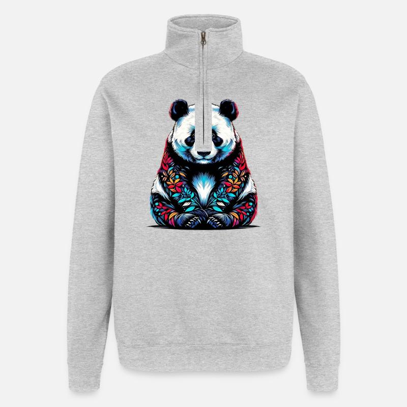 Panda - Quarter-Zip Sweatshirt - heather grey