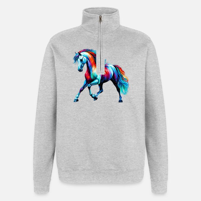 Cheval - Sweat à zip 1/4 - gris chiné