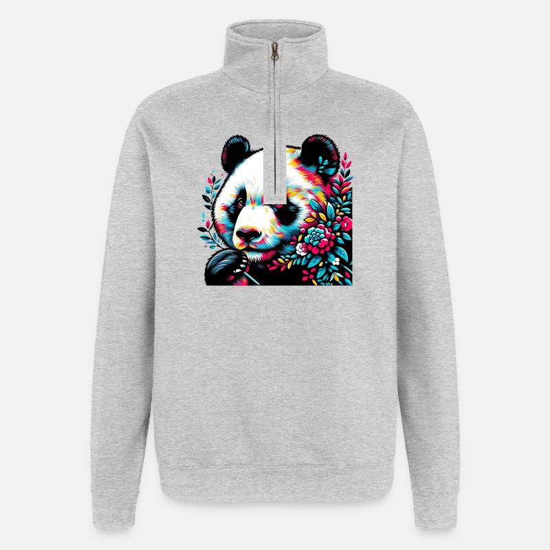Panda - Quarter-Zip Sweatshirt - heather grey