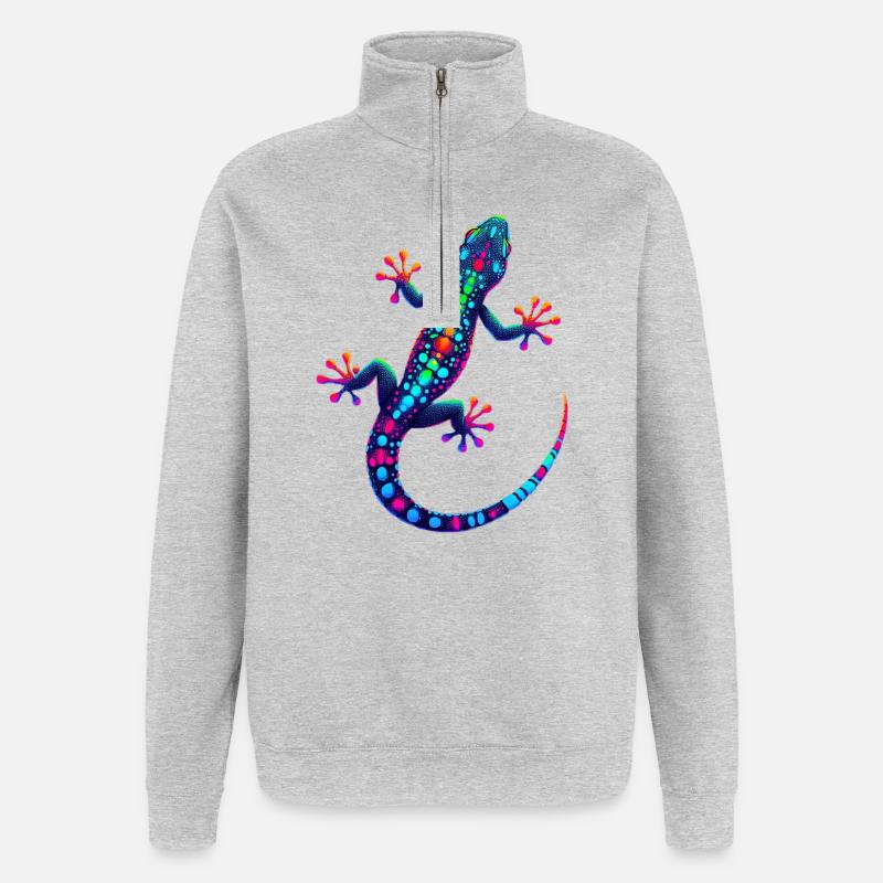 Gecko - Sweat à zip 1/4 - gris chiné