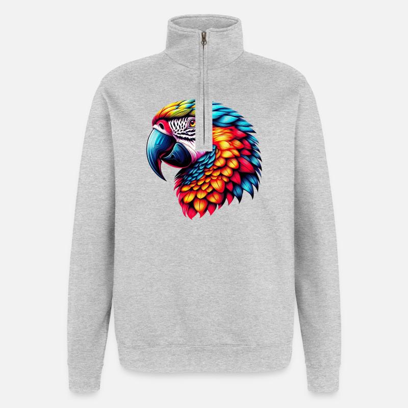 Perroquet - Sweat à zip 1/4 - gris chiné