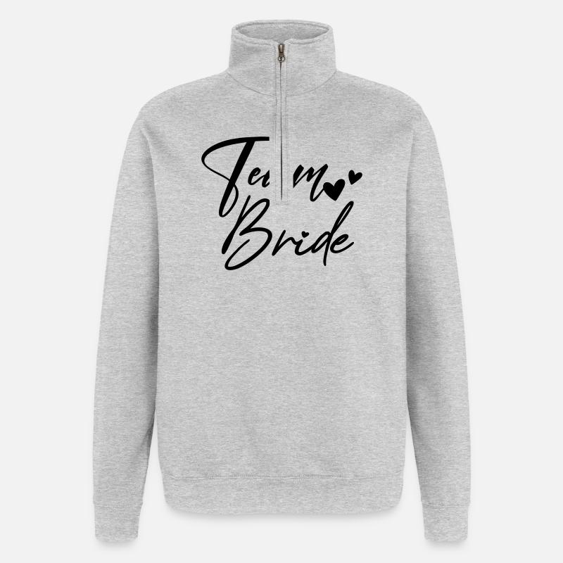 Enterrement de vie de garçon TEAM BRIDE - Sweat à zip 1/4 - gris chiné