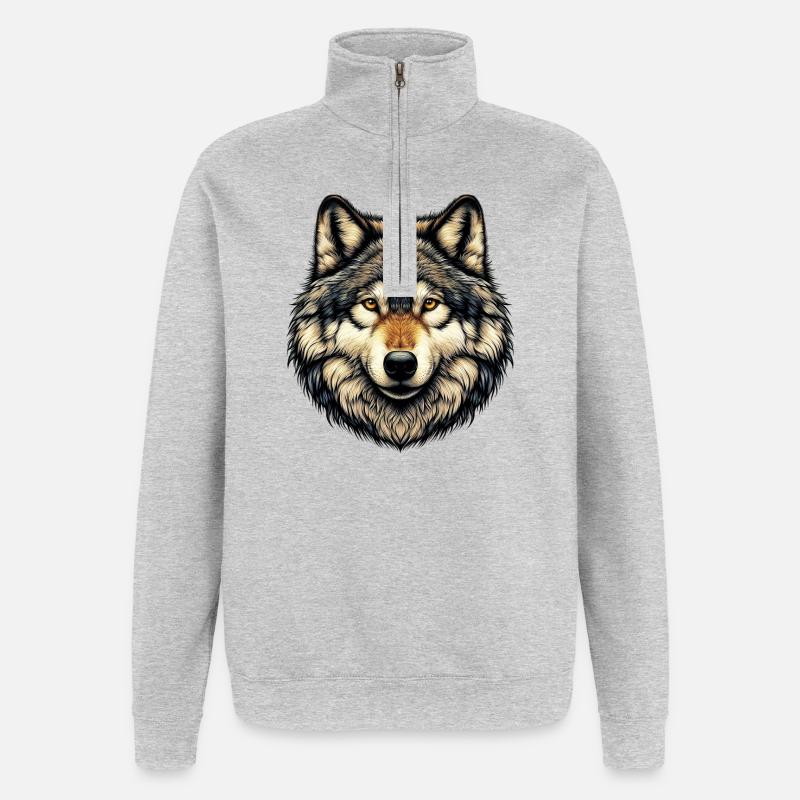 Loup - Sweat à zip 1/4 - gris chiné
