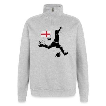 Football England Fan Player Blast icône - Sweat à zip 1/4 - gris chiné - Devant - AI Model Female 172 light (172cm) & AI Model Male 178 dark (178cm)