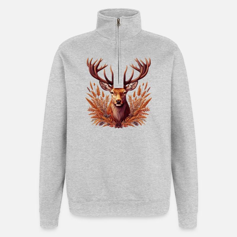 Hirsch - Quarter-Zip-Sweatshirt - Grau meliert