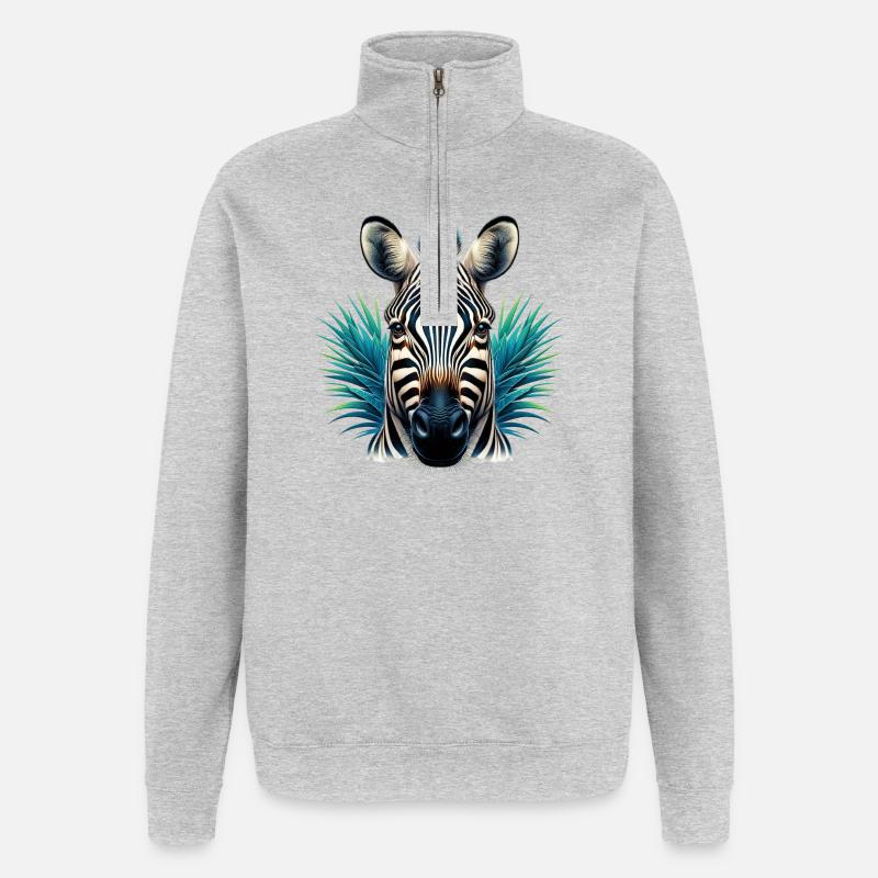 Zebra - Quarter-Zip-Sweatshirt - Grau meliert