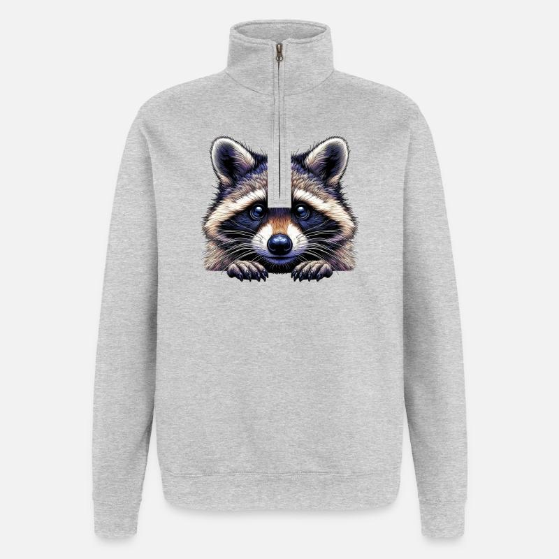 Waschbär - Quarter-Zip-Sweatshirt - Grau meliert