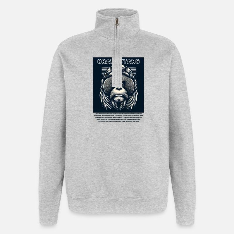 Orang-utans - Quarter-Zip-Sweatshirt - Grau meliert